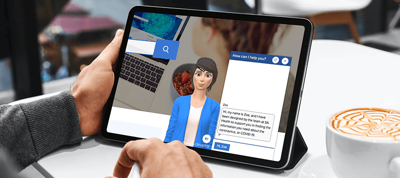 SA Health chatbot Zoe on tablet