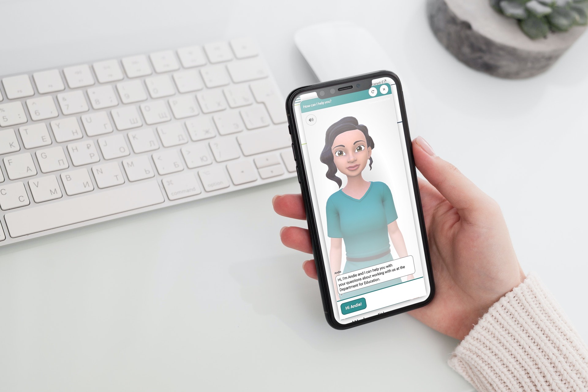 DfE chatbot Andie on a mobile